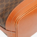 Celine Vintage Macadam Triomphe Brown Drawstring Bucket Bag