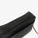 Chanel Vintage Large Camera Tassel Bag In Black Quilted Caviar Leather