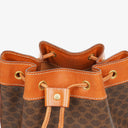 Celine Vintage Macadam Triomphe Brown Drawstring Bucket Bag