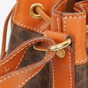 Celine Vintage Macadam Triomphe Brown Drawstring Bucket Bag