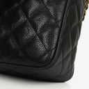 Chanel Vintage Large Camera Tassel Bag In Black Quilted Caviar Leather