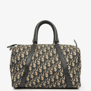 Christian Dior Trotter 30 Vintage Beige/Navy Boston Bag