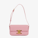 Celine Claude Long Triomphe East West Shoulder Bag Shiny Pink (Rose) Calfskin