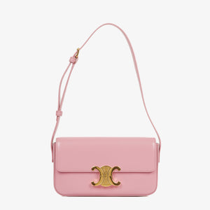 Celine Claude Long Triomphe East West Shoulder Bag Shiny Pink (Rose) Calfskin
