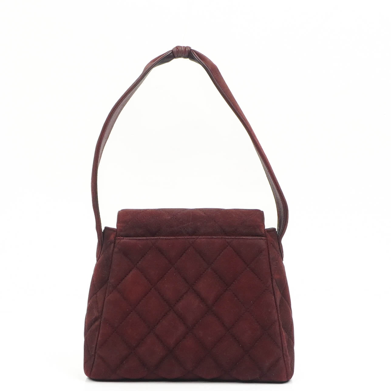 Chanel Vintage Klappentasche Gestepptes Burgunder Wildleder 24K Vergoldete Beschläge