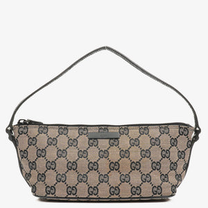 Gucci Mini Baguette Pochette Boat Pink/Black GG Monogram Bag