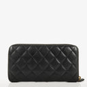 Chanel Large Gusset Zip Around Black Caviar Quilted Wallet