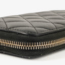 Chanel Large Gusset Zip Around Black Caviar Quilted Wallet
