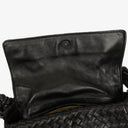 Bottega Veneta Black Intrecciato Leather Braided Handle Flap Shoulder Bag