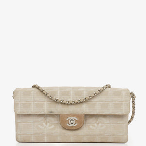 Chanel Beige East West Travel Line Chocolate Bar Flap Bag