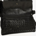 Bottega Veneta Black Intrecciato Leather Braided Handle Flap Shoulder Bag