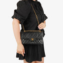 Chanel Vintage Classic Double Flap Bag in Quilted Black Lambskin with 24K Gold-Plated Hardware