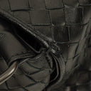 Bottega Veneta Black Intrecciato Leather Braided Handle Flap Shoulder Bag