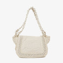 Sac à rabat en plastique blanc moderne Chanel à chaîne froissée vernie