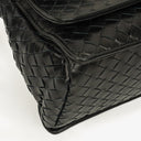 Bottega Veneta Black Intrecciato Leather Braided Handle Flap Shoulder Bag