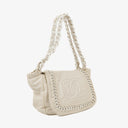 Sac à rabat en plastique blanc moderne Chanel à chaîne froissée vernie