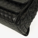 Bottega Veneta Black Intrecciato Leather Braided Handle Flap Shoulder Bag