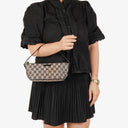 Gucci Mini Baguette Pochette Boat Pink/Black GG Monogram Bag