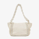 Sac à rabat en plastique blanc moderne Chanel à chaîne froissée vernie