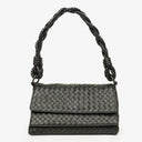 Bottega Veneta Black Intrecciato Leather Braided Handle Flap Shoulder Bag
