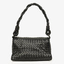 Bottega Veneta Black Intrecciato Leather Braided Handle Flap Shoulder Bag