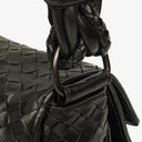 Bottega Veneta Black Intrecciato Leather Braided Handle Flap Shoulder Bag