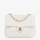 Chanel Classic Single Flap Bag White Quilted Lambskin With 24K Gold-Plated Hardware
