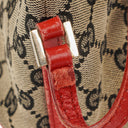 Gucci Baguette Pochette Boat Beige/Red GG Monogram Bag
