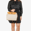 Hermes Herbag PM Vache Hunter Criss Viking Ecru Beige Naturel 2 Way Backpack With Palladium Hardware