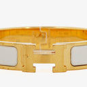 Hermes White Enamel Gold Plated Clic Clac H Bracelet