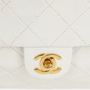 Chanel Classic Single Flap Bag White Quilted Lambskin With 24K Gold-Plated Hardware