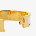 Hermes White Enamel Gold Plated Clic Clac H Bracelet