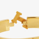 Hermes White Enamel Gold Plated Clic Clac H Bracelet