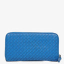 Bottega Veneta Continental Intrecciato Weave Blue Leather Wallet&nbsp;