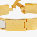 Hermes White Enamel Gold Plated Clic Clac H Bracelet