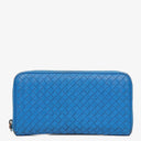 Bottega Veneta Continental Intrecciato Weave Blue Leather Wallet&nbsp;