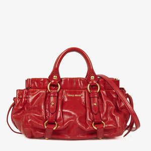 Miu Miu Vitello Lux Rosso Satchel Bag