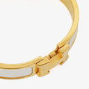 Hermes White Enamel Gold Plated Clic Clac H Bracelet