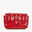 Chanel Red Patent Leather Chocolate Bar Waist Bag