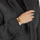 Hermes White Enamel Gold Plated Clic Clac H Bracelet
