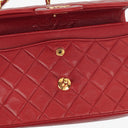 Chanel Vintage Classic Double Flap Bag in Quilted Red Lambskin with 24K Gold-Plated Hardware