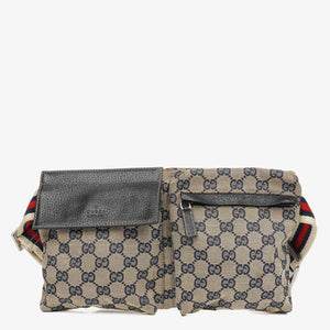 Gucci GG Multicolour Beige/Navy Monogram Canvas Belt Bag
