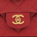 Chanel Vintage Classic Double Flap Bag in Quilted Red Lambskin with 24K Gold-Plated Hardware