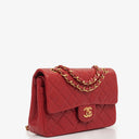 Chanel Vintage Classic Double Flap Bag in Quilted Red Lambskin with 24K Gold-Plated Hardware