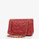 Chanel Vintage Classic Double Flap Bag in Quilted Red Lambskin with 24K Gold-Plated Hardware