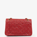 Chanel Vintage Classic Double Flap Bag in Quilted Red Lambskin with 24K Gold-Plated Hardware
