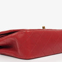 Chanel Vintage Classic Double Flap Bag in Quilted Red Lambskin with 24K Gold-Plated Hardware