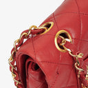 Chanel Vintage Classic Double Flap Bag in Quilted Red Lambskin with 24K Gold-Plated Hardware