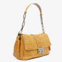 Christian Dior Mustard Patent Leather Cannage New Lock Shoulder Bag