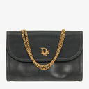 Dior Leather Chain Navy Shoulder Bag